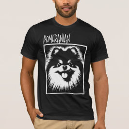 Camiseta Dramatic Pop Art Pomeranian White On Black