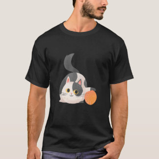 Camiseta Drawn Cute Cat Playing