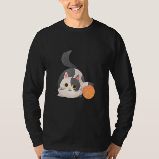 Camiseta Drawn Cute Cat Playing