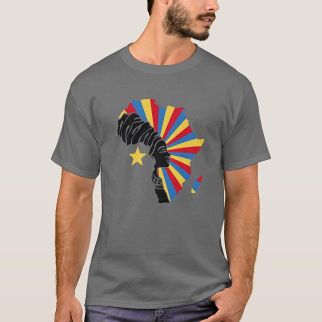 Camiseta DRC Democratic Republic Congo Flag Heritage Black (Frente)