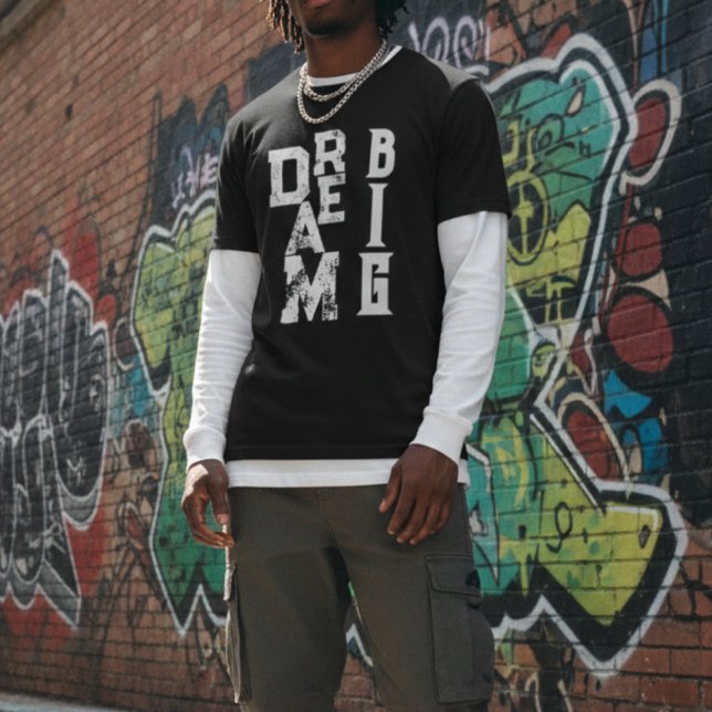 Camiseta Dream Big | aspas inspiradoras a preto (Criador carregado)