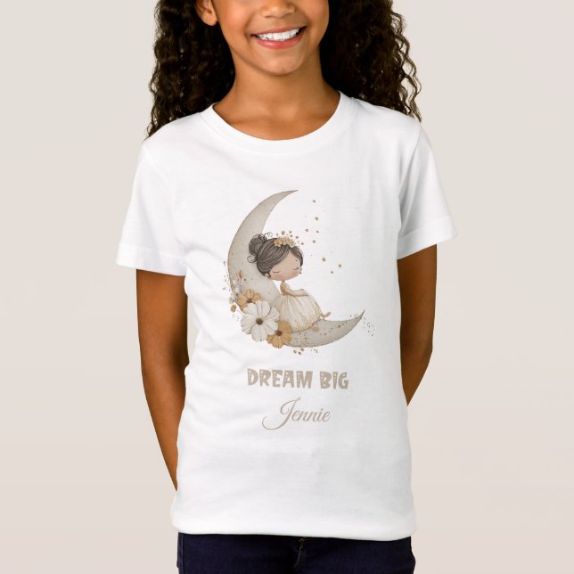 Camiseta Dream Big Fairy Moon Child - Nome Personalizado (Frente)