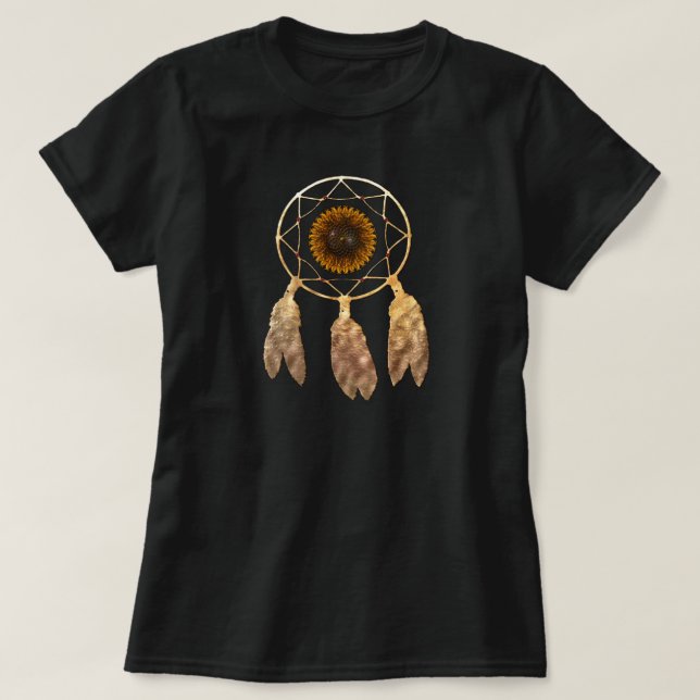Camiseta Dream Catcher com Sunflower Native American APPAR (Frente do Design)