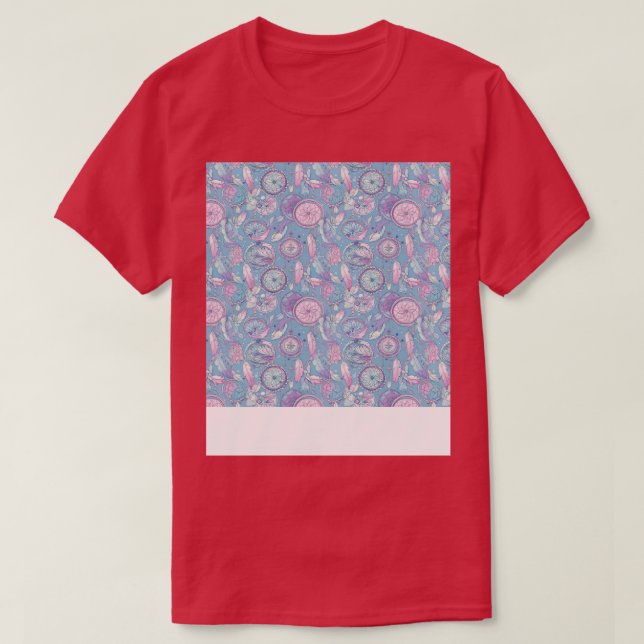 Camiseta Dream Catcher Seamless Pattern Bohemian Hippie Eth (Frente do Design)