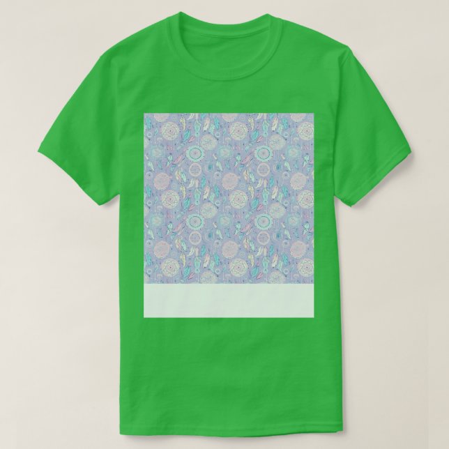 Camiseta Dream Catcher Seamless Pattern Bohemian Hippie Eth (Frente do Design)