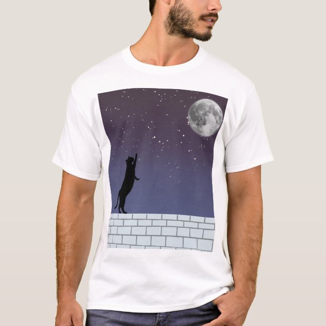 Camiseta Dream Higher – Night Sky Cat Design (Frente)