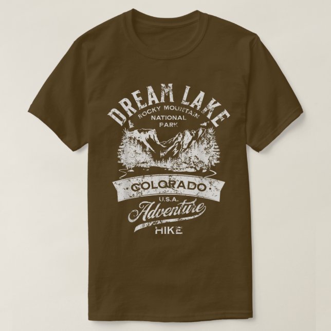 Camiseta Dream Lake Rocky Mountain National Park Distressed (Frente do Design)