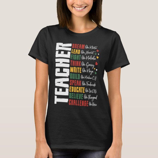 Camiseta Dream Like Leaders African School Black History Te (Frente)