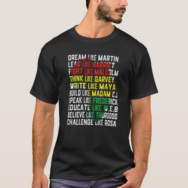 Camiseta Dream Like Martin Lead Like Harriet BLM Black Hist (Frente)
