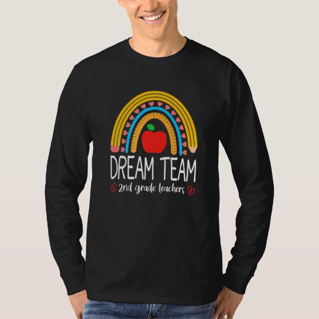 Camiseta Dream Team 2nd Grade Teachers Boho Rainbow Back To (Frente)