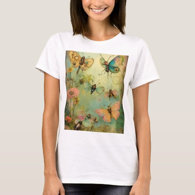 Camiseta Dream Weaver: Uma Borboleta Surreal Aquarela (Frente)