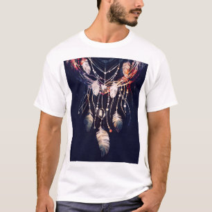 Camiseta Dreamcatcher, galhos, estilo boho, arte digital.