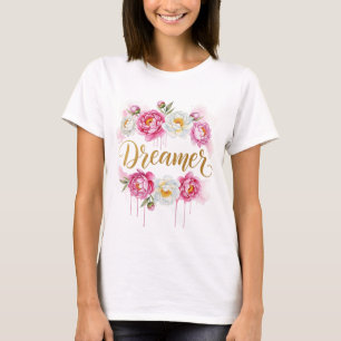 Camiseta Dreamer Floral Watercolor T-Shirt - Elegante & Fem