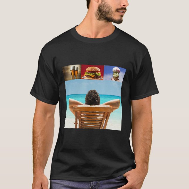 Camiseta Dreaming about sleeping on the beach with beer ham (Frente)