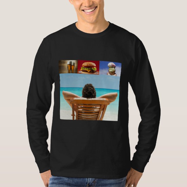Camiseta Dreaming about sleeping on the beach with beer ham (Frente)