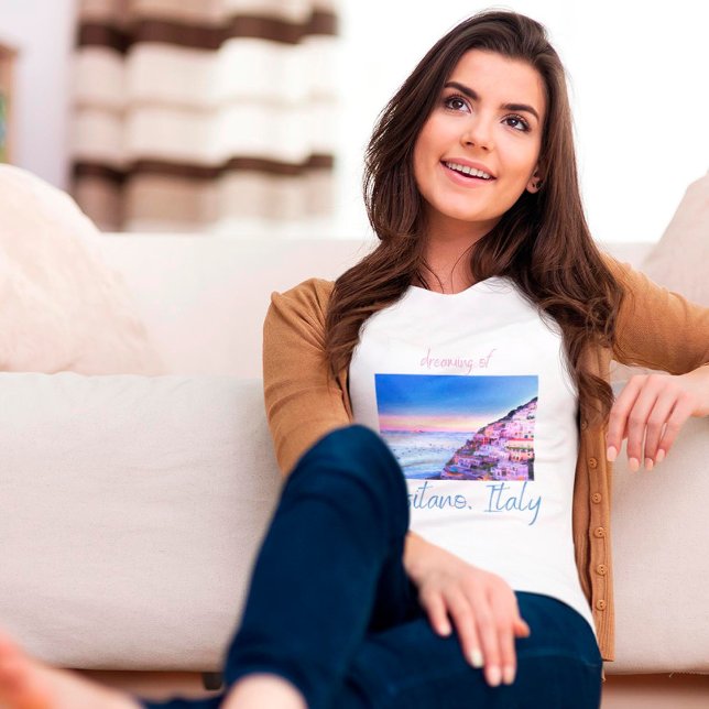 Camiseta Dreaming of Sunset Over Positano, Itália (Criador carregado)