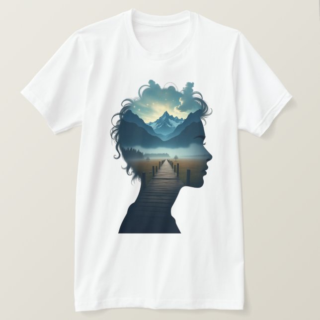 Camiseta Dreamscape In - Dupla Exposição Lan Silhouette (Frente do Design)