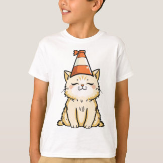 Camiseta Dreamy Cat com Tráfego Cone Hat