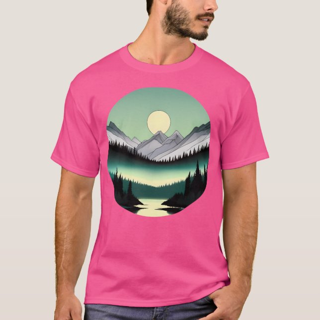 Camiseta Dreamy Celestial Forest Uma Noite Abstrato No (Frente)