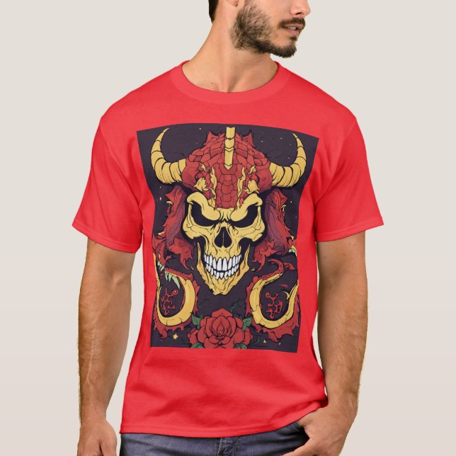 Camiseta Dreamy Dragon Skull T-Shirt Design (Frente)