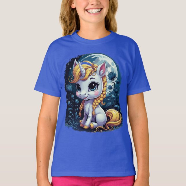 Camiseta Dreamy Moon Unicorn Sweet Little Unicorn (Frente)