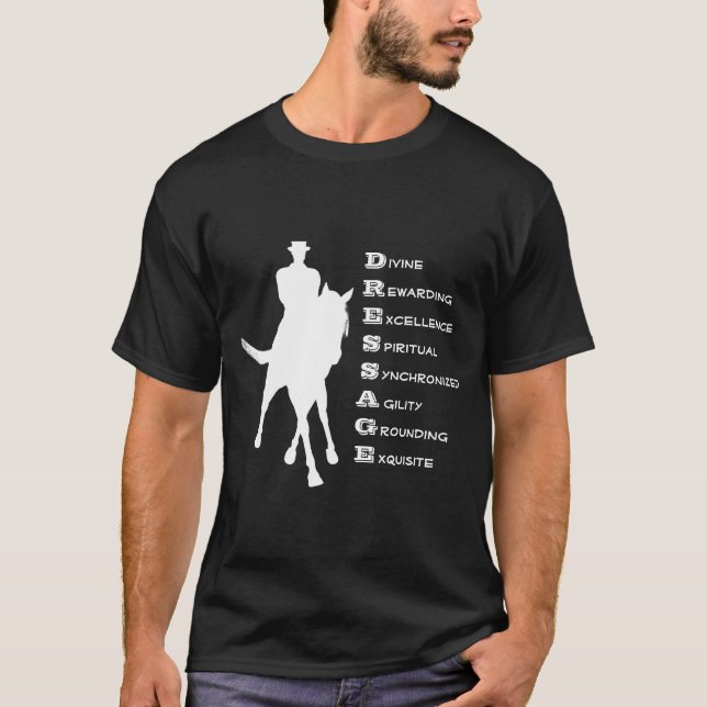 Camiseta Dressage É Silhouette Cavalo Escuro (Frente)
