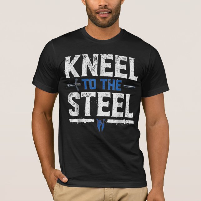 Camiseta Drew McIntyre Kneel para o T-Shirt de Aço (Frente)