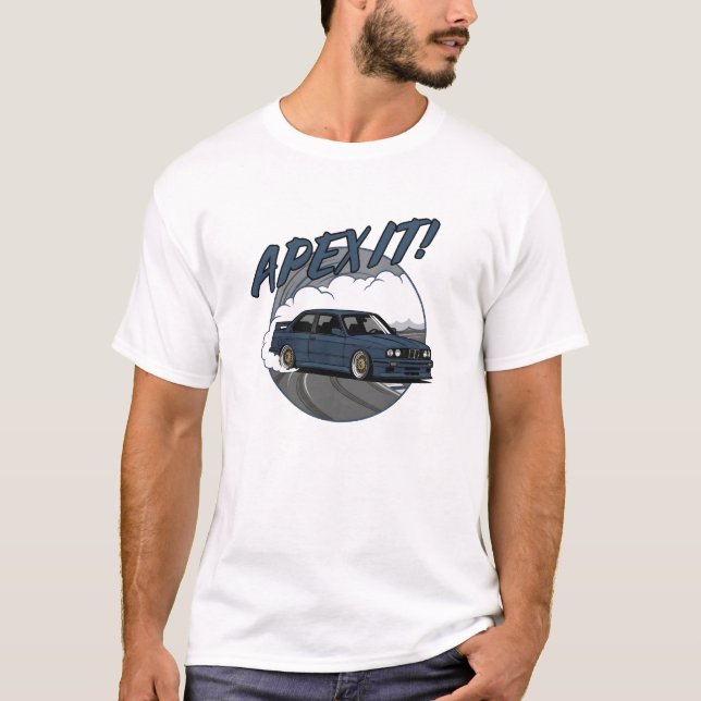 Camiseta Drift Retro BMW E30 M3 – "Apex It!" (Frente)