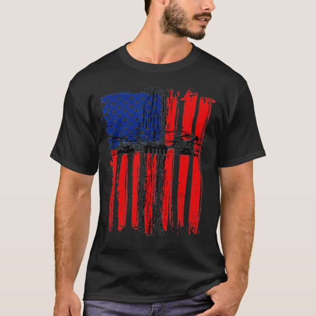 Camiseta Drill Baby Drill American Flag Oil And Gas Oilfie (Frente)