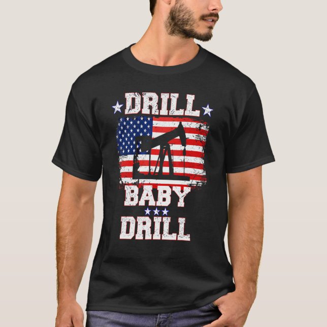 Camiseta Drill Baby Drill American Flag Oilrig Oilfield (Frente)