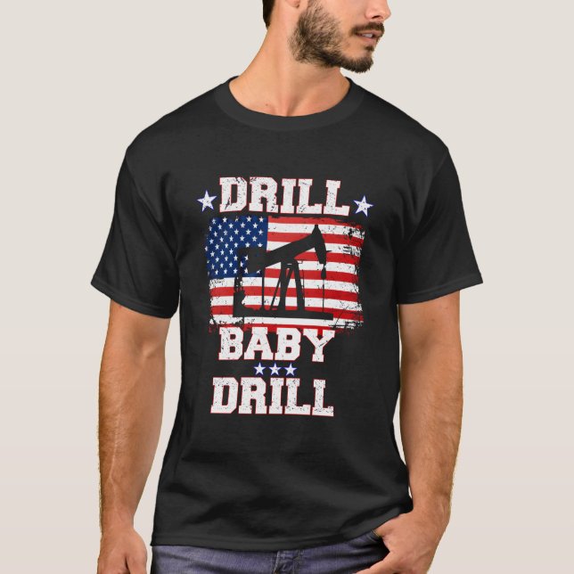 Camiseta Drill Baby Drill American Flag Oilrig Oilfield (Frente)