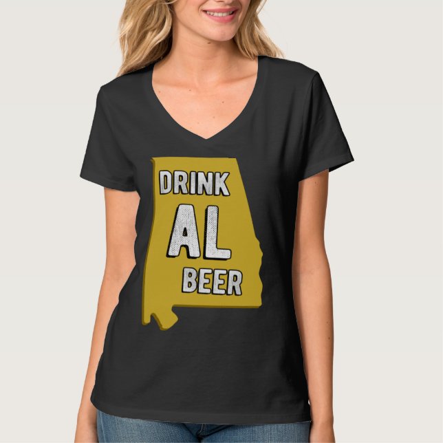 Camiseta Drink AL Beer State Of Alabama Beer Birmingham Hun (Frente)