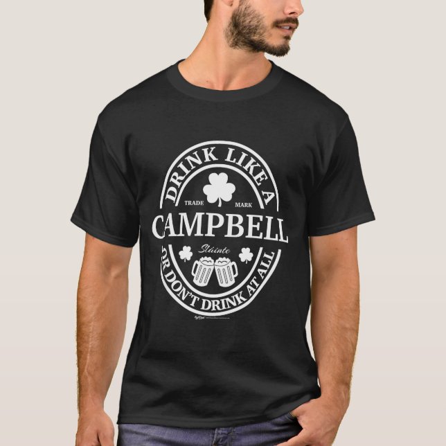 Camiseta Drink Like A Campbell Shamrock St Patricks Day  (Frente)