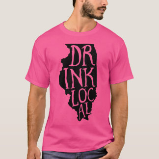 Camiseta Drink Local Illinois State Outline Craft Beer