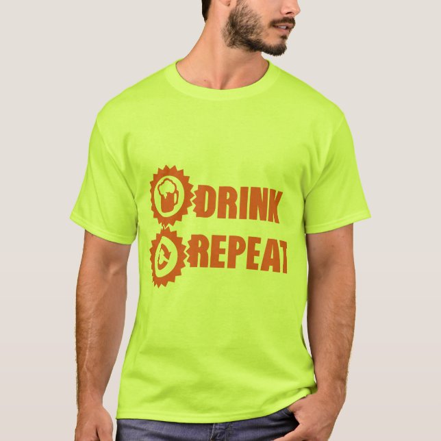 Camiseta drink repeat alcool humour biere (Frente)