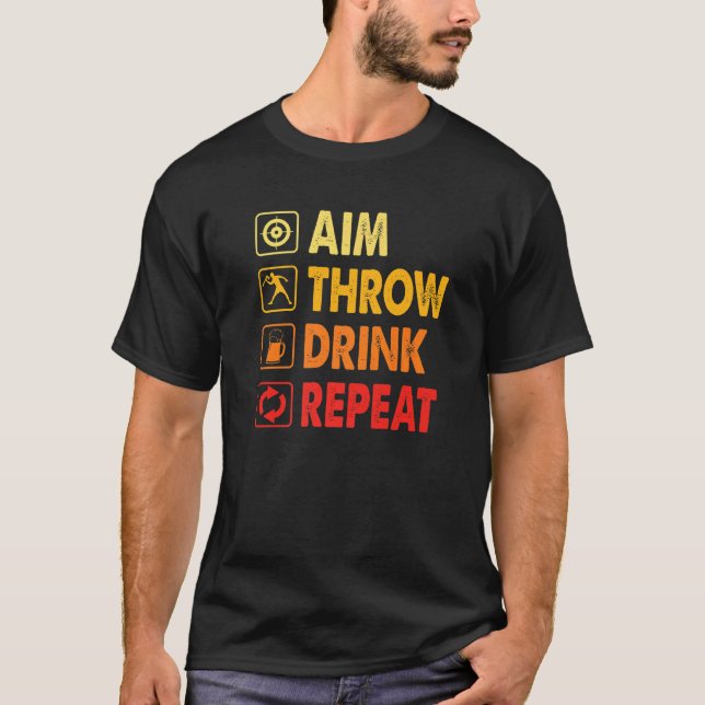 Camiseta Drink Repeat   Axe Throwing Game Axe Throwing Spor (Frente)