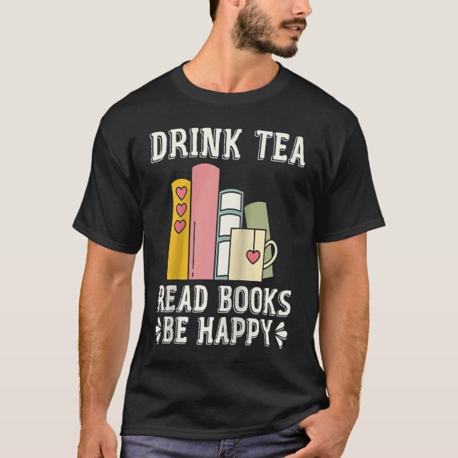 Camiseta Drink Tea Read Books Be Happy Raglan Baseball 1 (Frente)