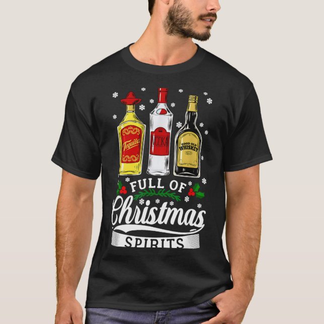 Camiseta Drinking Alcohol Christmas Party Gift Full Of Chri (Frente)