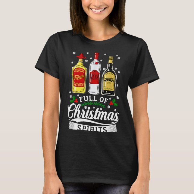 Camiseta Drinking Alcohol Christmas Party Gift Full Of Chri (Frente)