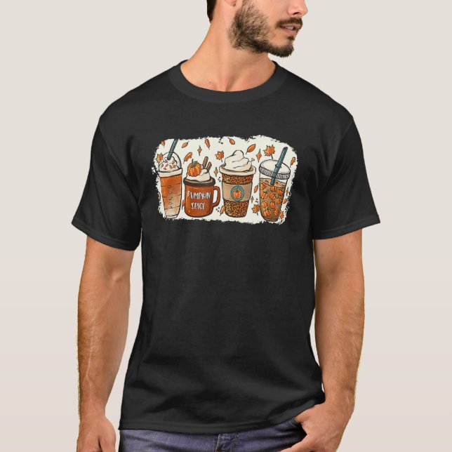Camiseta Drinking Halloween Fall Pumpkin Coffee Drinks (Frente)