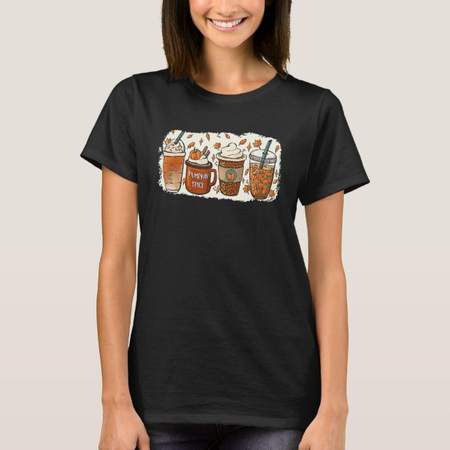 Camiseta Drinking Halloween Fall Pumpkin Coffee Drinks (Frente)