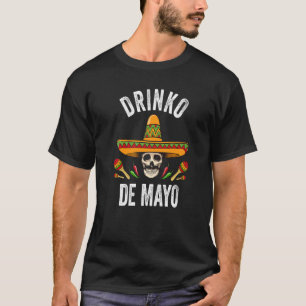 Camiseta Drinko De Mayo Crânio Mexicano Cinco De Mayo Holid