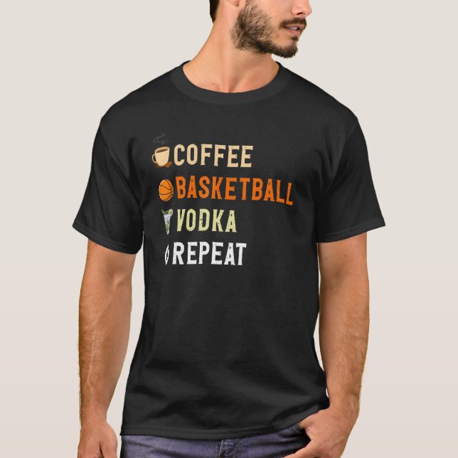 Camiseta Drinks Lover Funny Coffee, Basketball, Vodka Repea (Frente)