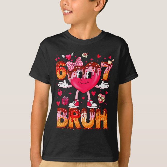 Camiseta Drip Ice Cream Heart 67 Valentines Bruh Six Seven  (Frente)