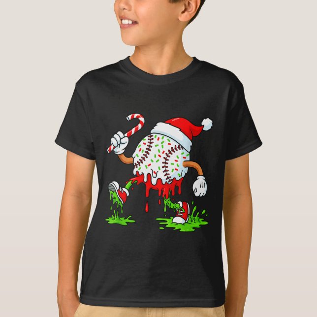 Camiseta Dripng Ice Cream Baseball Santa Hat, Xmas Pajama K (Frente)
