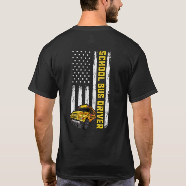 Camiseta Driver De Barramento Da American Flag Bus Drivi (Verso)