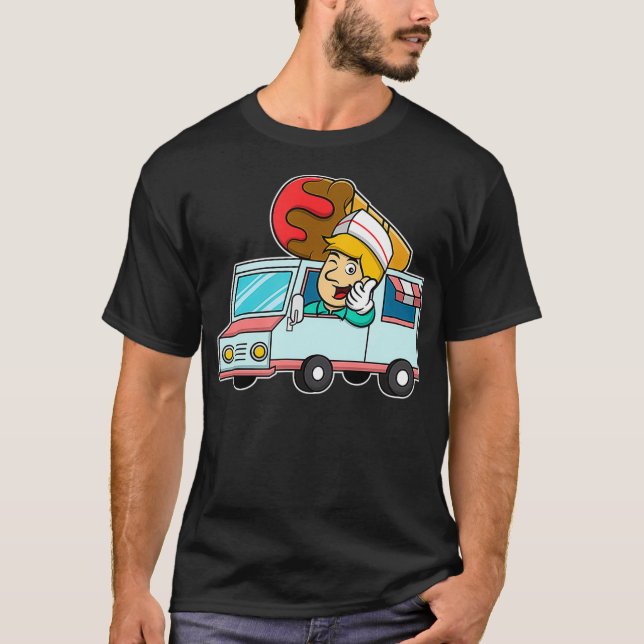 Camiseta Driver De Caminhão De sorvete Para Os Sorvetes  (Frente)
