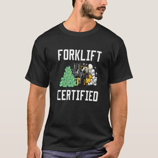 Camiseta Driver de empilhadeira certificado do Forklevantar (Frente)