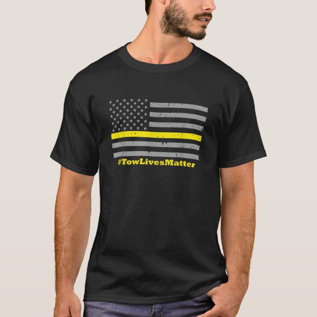 Camiseta Driver de reboque com sinalizador de linha amarela (Frente)