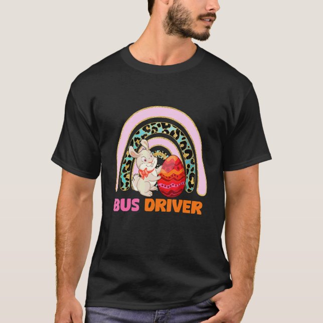 Camiseta Driver do Rainbow Easter Bunny Bus (Frente)